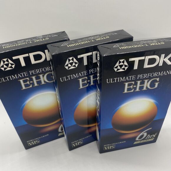 Lot of 3 TDK Ultimate Performanc EHG T-120 Blank VHS Tapes 6 Hours New Sealed - Picture 3 of 6